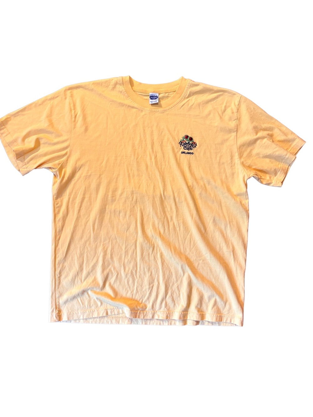 Vintage Rainforest Cafe Men's Yellow Crew Neck T-Shirt
